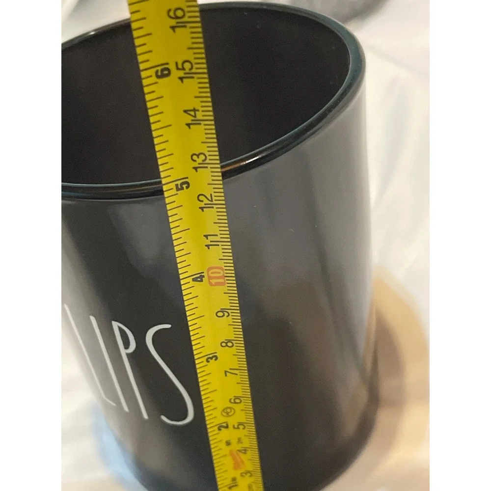 Rae Dunn LIPS‎ Black Ceramic Makeup Brush Holder Vanity Cup Organizer 6 Inch